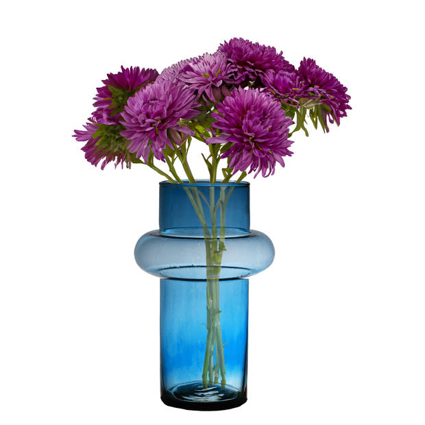 Hakbijl Glass Bloemenvaas Luna - transparant blauw - eco glas - D19 x H30 cm - cilinder vaas - Vazen