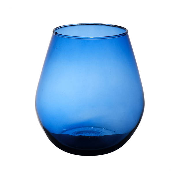 Hakbijl Glass Bloemenvaas Billy - transparant blauw - eco glas - D25 x H30 cm - bol vaas - Vazen