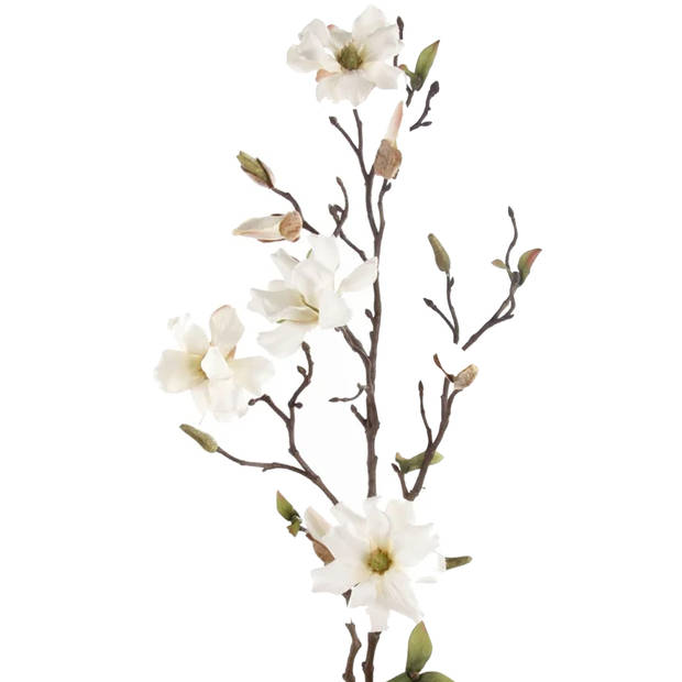 Emerald Kunstbloem Magnolia tak - 75 cm - creme - Kunst zijdebloemen - Kunstbloemen