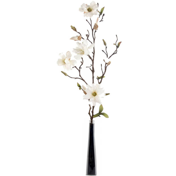 Emerald Kunstbloem Magnolia tak - 75 cm - creme - Kunst zijdebloemen - Kunstbloemen