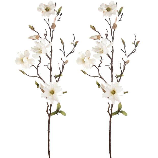 Emerald Kunstbloem Magnolia tak - 75 cm - creme - Kunst zijdebloemen - Kunstbloemen