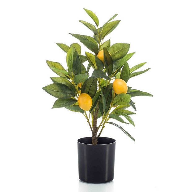 Emerald Kunstplant citrusfruit citroen boom in pot - 40 cm - geel - kunst plant met vruchten - Kunstplanten