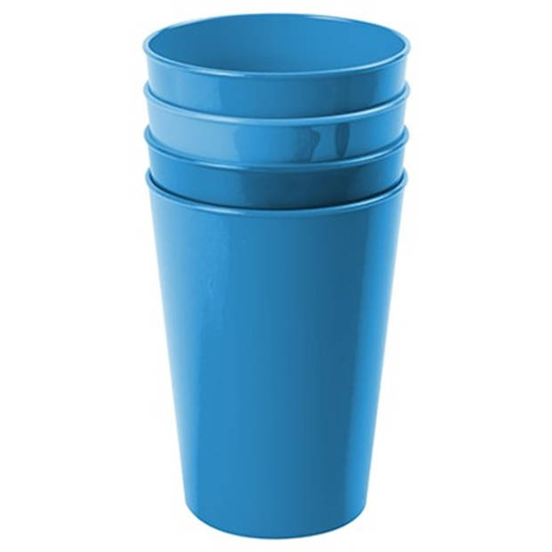 Hega Hogar Onbreekbare drinkglazen - 8x stuks - kunststof - blauw - 300 ml - camping/kinderen - Drinkglazen