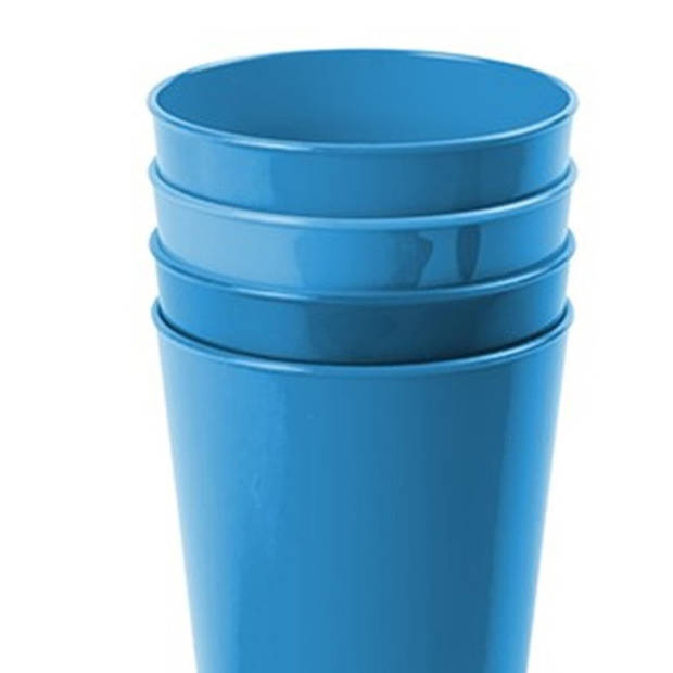 Hega Hogar Onbreekbare drinkglazen - 12x stuks - kunststof - blauw - 300 ml - camping/kinderen - Drinkglazen