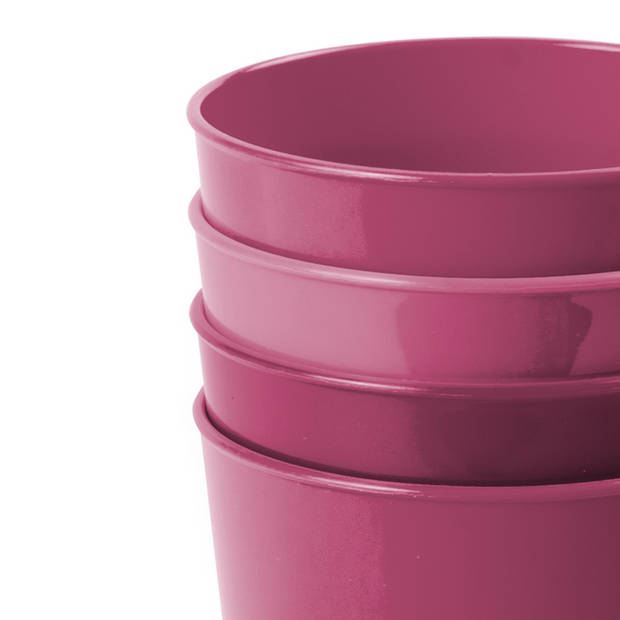 Hega Hogar Onbreekbare drinkglazen - 4x stuks - kunststof - fuchsia roze - 300 ml - camping/kinderen - Drinkglazen