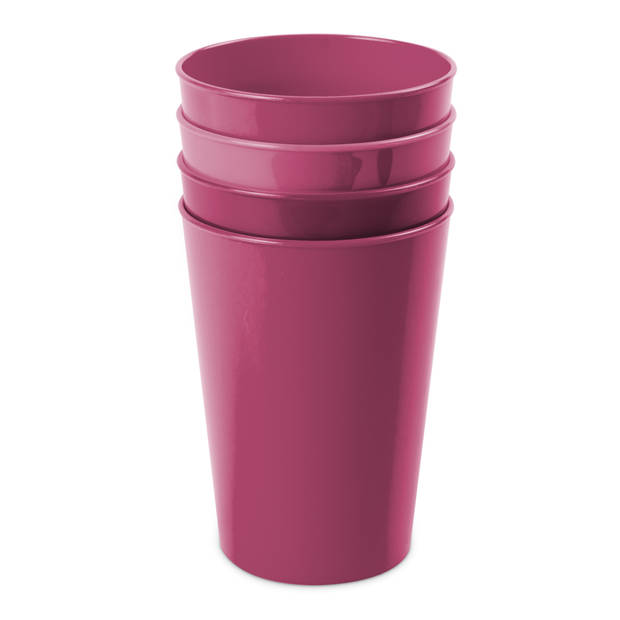 Hega Hogar Onbreekbare drinkglazen - 4x stuks - kunststof - fuchsia roze - 300 ml - camping/kinderen - Drinkglazen