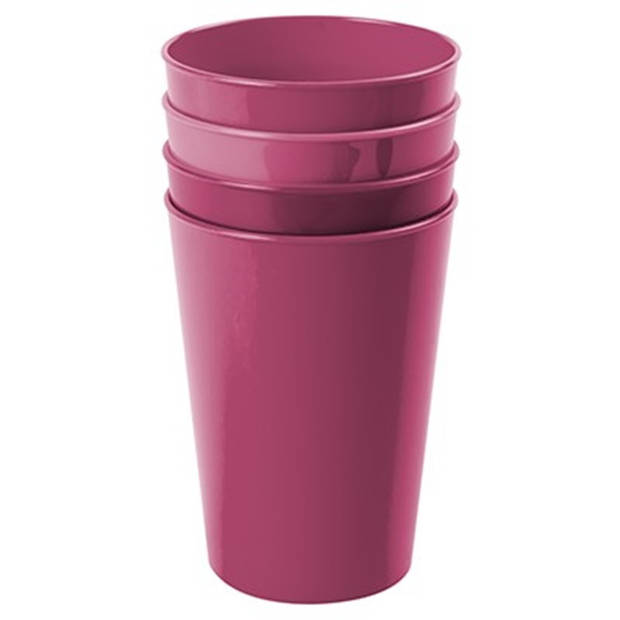 Hega Hogar Onbreekbare drinkglazen - 8x stuks - kunststof - fuchsia roze - 300 ml - camping/kinderen - Drinkglazen