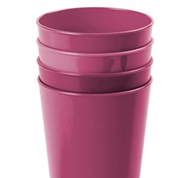 Hega Hogar Onbreekbare drinkglazen - 12x stuks - kunststof - fuchsia roze - 300 ml - camping/kinderen - Drinkglazen