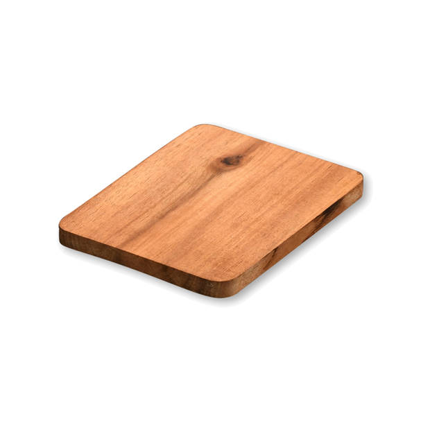 Kesper onderzetters voor glazen - 8x - luxe acacia hout - 10 x 8 cm - gelakt - Glazenonderzetters