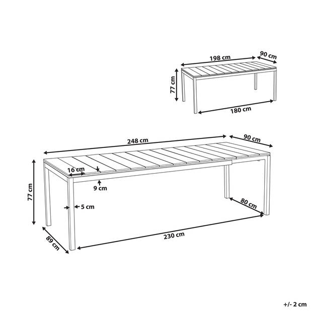 Beliani TOFANE - Verlengbare tafel-Lichte houtkleur-Aluminium