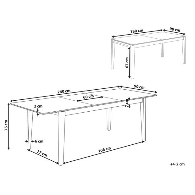 Beliani CROSBY - Verlengbare tafel-Lichte houtkleur-MDF