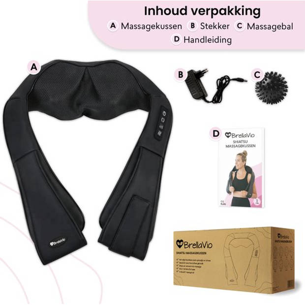 BrellaVio XL Draadloos Massagekussen + Massagebal - Warmte Functie - Nek Massage Apparaat voor Nek/Schouder/Rug/Voeten