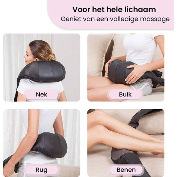 BrellaVio XL Draadloos Massagekussen + Massagebal - Warmte Functie - Nek Massage Apparaat voor Nek/Schouder/Rug/Voeten