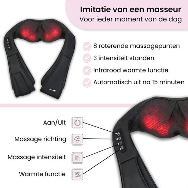 BrellaVio XL Draadloos Massagekussen + Massagebal - Warmte Functie - Nek Massage Apparaat voor Nek/Schouder/Rug/Voeten