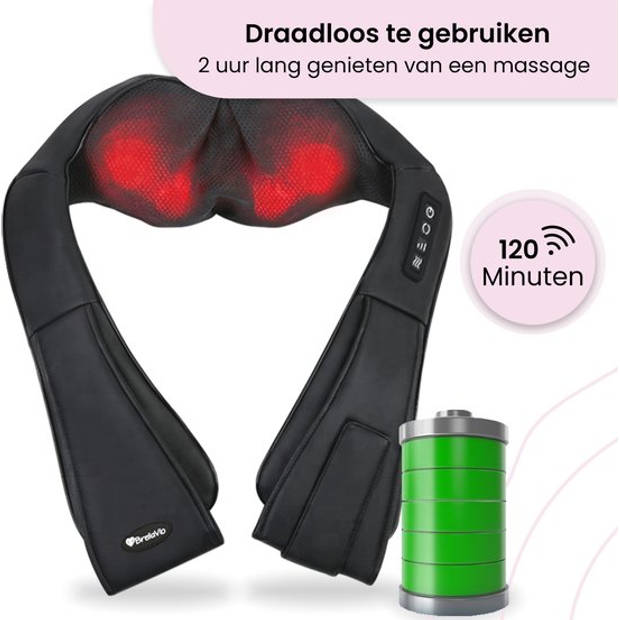 BrellaVio XL Draadloos Massagekussen + Massagebal - Warmte Functie - Nek Massage Apparaat voor Nek/Schouder/Rug/Voeten