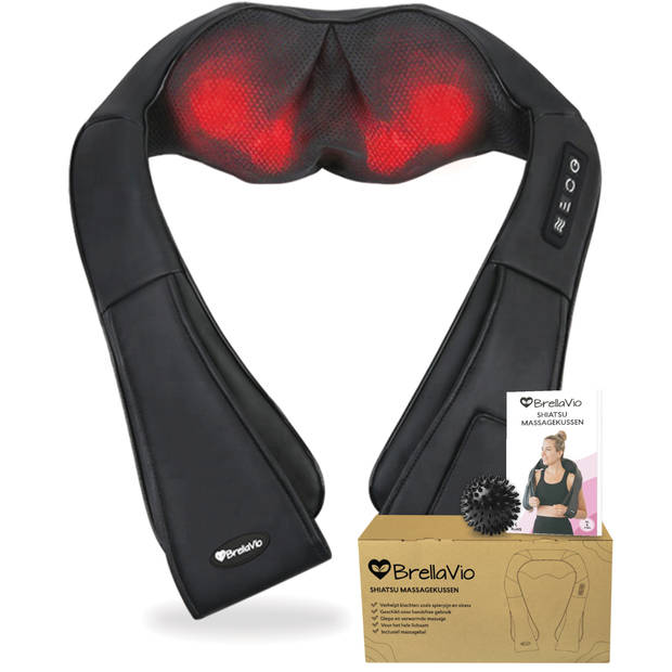 BrellaVio XL Draadloos Massagekussen + Massagebal - Warmte Functie - Nek Massage Apparaat voor Nek/Schouder/Rug/Voeten