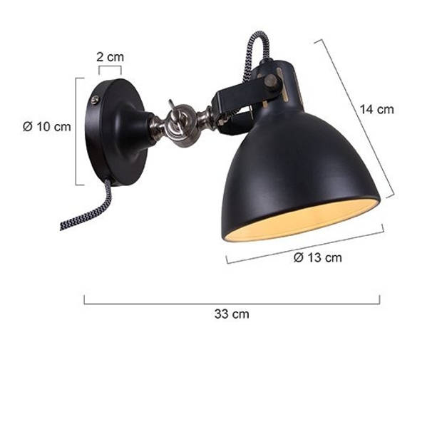 Mexlite Wandlamp mexlite cera 7647zw zwart