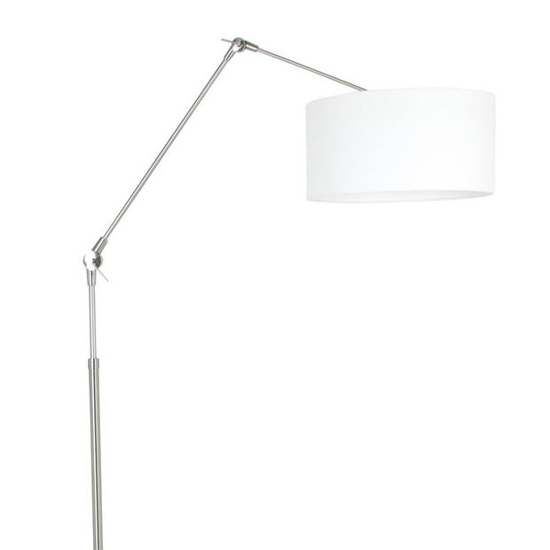 Steinhauer Prestige Chic vloerlamp met knikarm staal met wit linnen