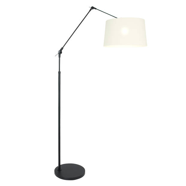 Steinhauer Prestige Chic vloerlamp mat zwart wit linnen kap knikarm