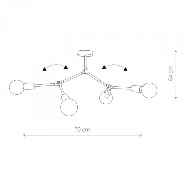 Nowodvorski Plafondlamp Twig L 79 cm H 54 cm zwart