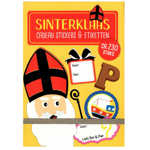 Sinterklaas boekje Met 230 Naam Etiketten & Cadeau stickers - 25 Pagina's Geel