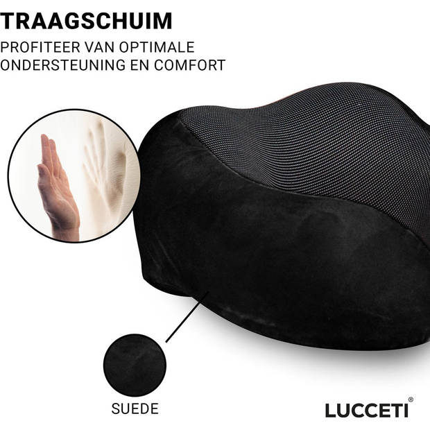 Nekkussen - Reiskussen - Traagschuim - Memory Foam - Ergonomisch - Orthopedisch - Vliegtuig Auto Thuiswerken - Zwart