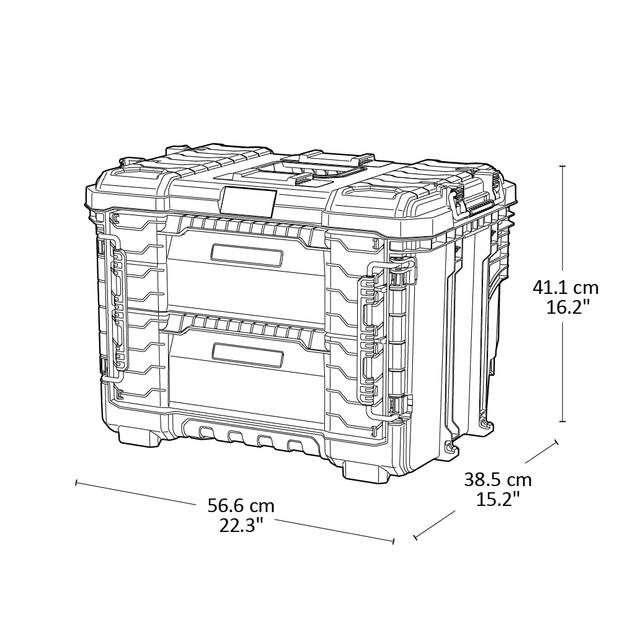 Keter Pro Gear XL Gereedschapswagen met 2 koffers - 5 lades - 64x47x79-105 cm - Zwart