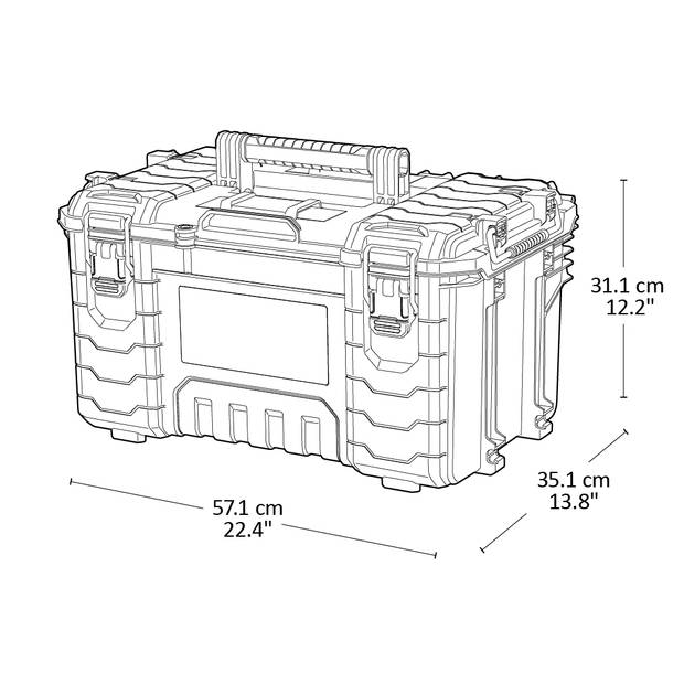 Keter Pro Gear XL Gereedschapswagen met 2 gereedschapskoffer en organizer - 3 lades - 64x47x79-105 cm - Zwart