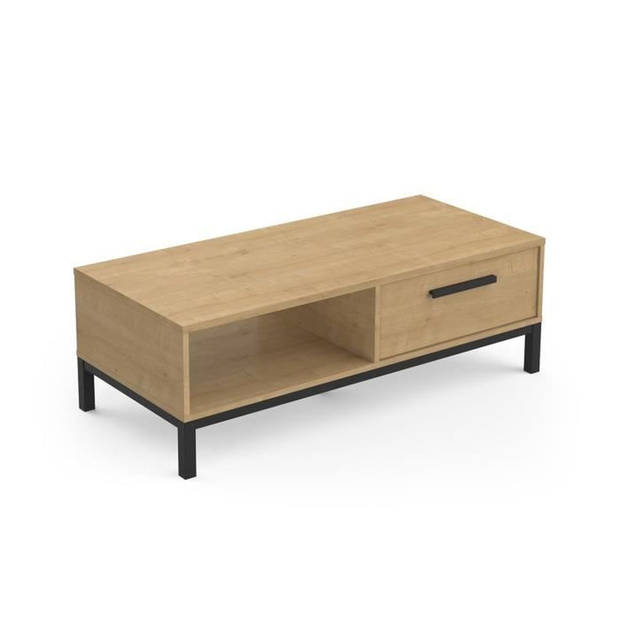 Salontafel 1 lade / 1 nis - CRAFT - Rechthoekig - Hamilton Eik / Zwart - 110,4 x 50 x 36,9 cm - DEMEYRE