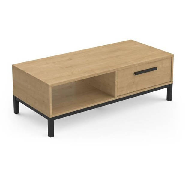 Salontafel 1 lade / 1 nis - CRAFT - Rechthoekig - Hamilton Eik / Zwart - 110,4 x 50 x 36,9 cm - DEMEYRE