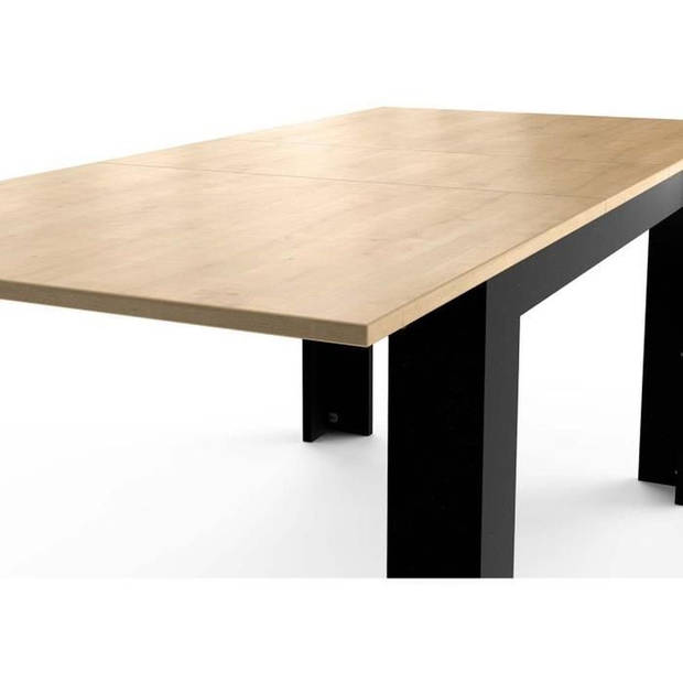 Uitschuifbare tafel - CRAFT - Rechthoekig - Hamilton eik en matzwart melamine decor - 6 zitplaatsen - 160 / 200 x 90 cm