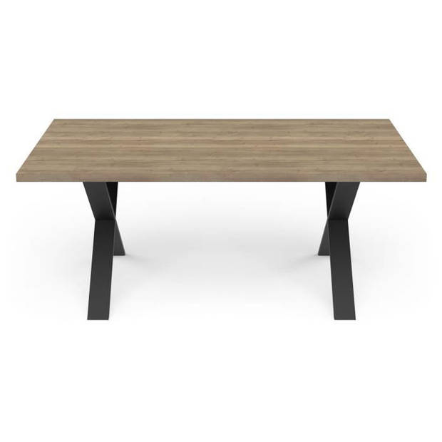 Tafel - STOUT - Rechthoekig - Halifax melamine decor - Matzwarte X-vormige poot - 6 plaatsen - 180 x 90 cm - DEMEYERE