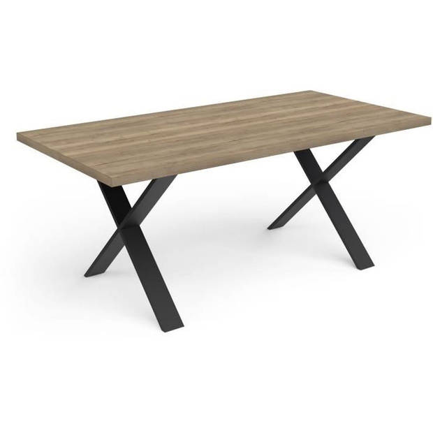 Tafel - STOUT - Rechthoekig - Halifax melamine decor - Matzwarte X-vormige poot - 6 plaatsen - 180 x 90 cm - DEMEYERE