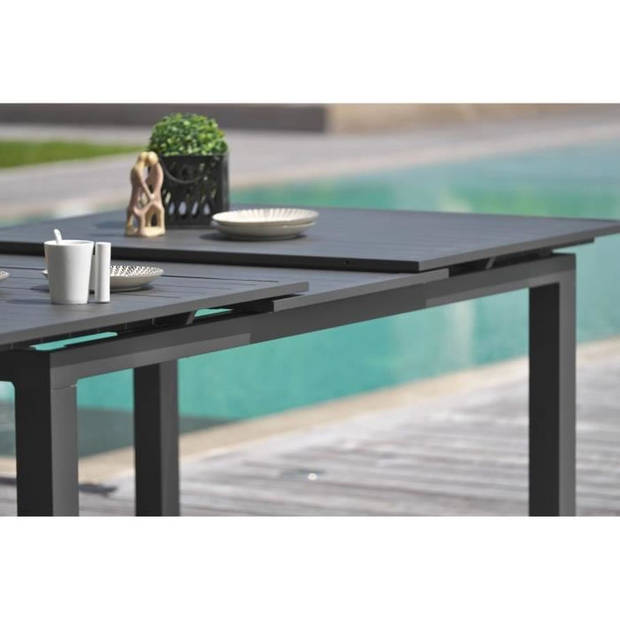 Rechthoekige uitschuifbare tuintafel - Antracietgrijs - Aluminium - 12 personen - 240/300 x 100 cm - MIAMI - DCB GARDEN