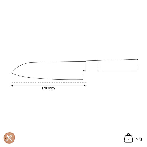 Satake - Japanse santoku mes Magnolia Wood 17 cm