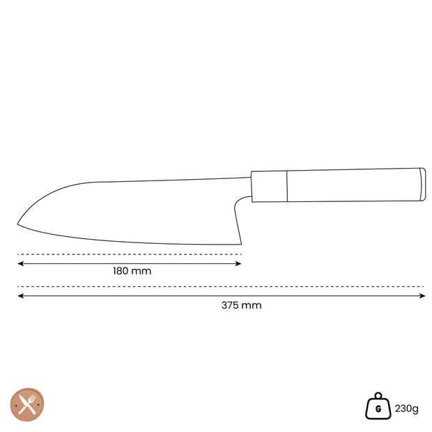 Ame - Japanse Santoku Rain Pattern 18 cm