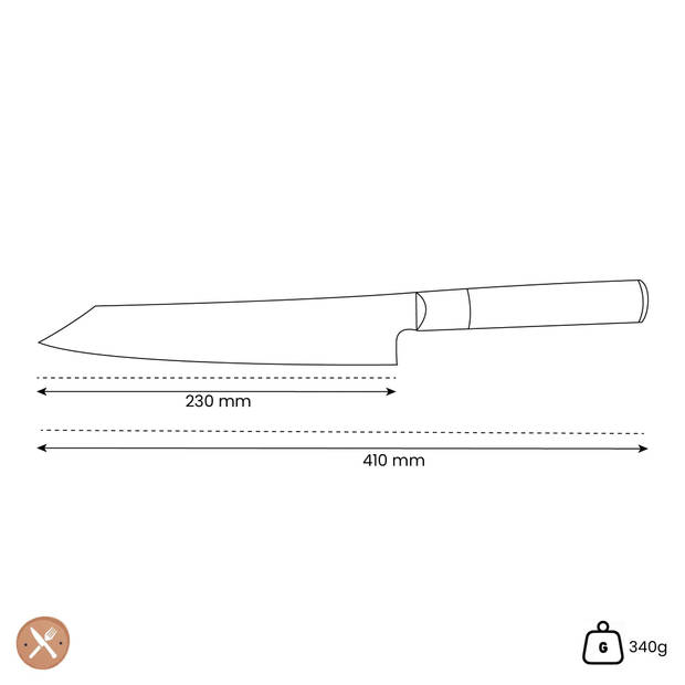 Kuro - Japanse Kiritsuke 23 cm