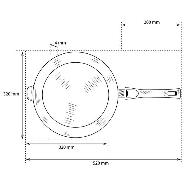 Eurolux - Koekenpan met Afneembaar Handvat 32 CM