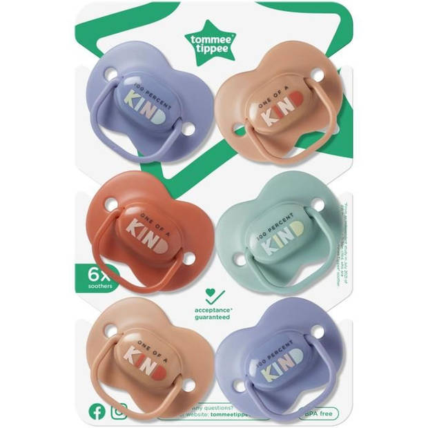 Fopspenen - TOMMEE TIPPEE - ALTIJD - 18-36 maanden - Set van 6 - Symmetrische orthodontische vorm, - BPA-vrije siliconen