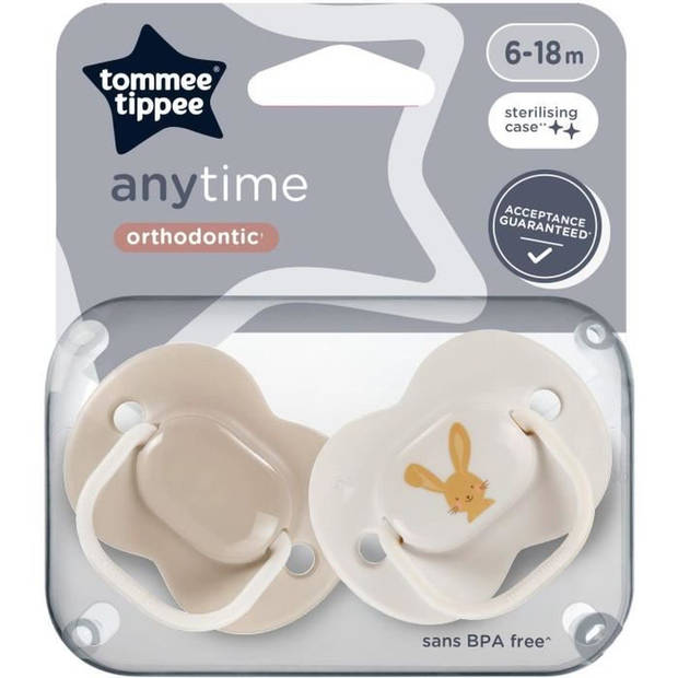 Fopspenen - TOMMEE TIPPEE - ALTIJD - 6-18 maanden - Set van 2 symmetrische BPA-vrije fopspenen - Herbruikbare sterilisat