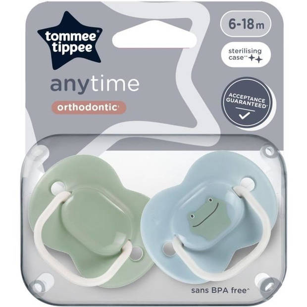 Fopspenen - TOMMEE TIPPEE - ALTIJD - 6-18 maanden - Set van 2 symmetrische BPA-vrije fopspenen - Herbruikbare sterilisat