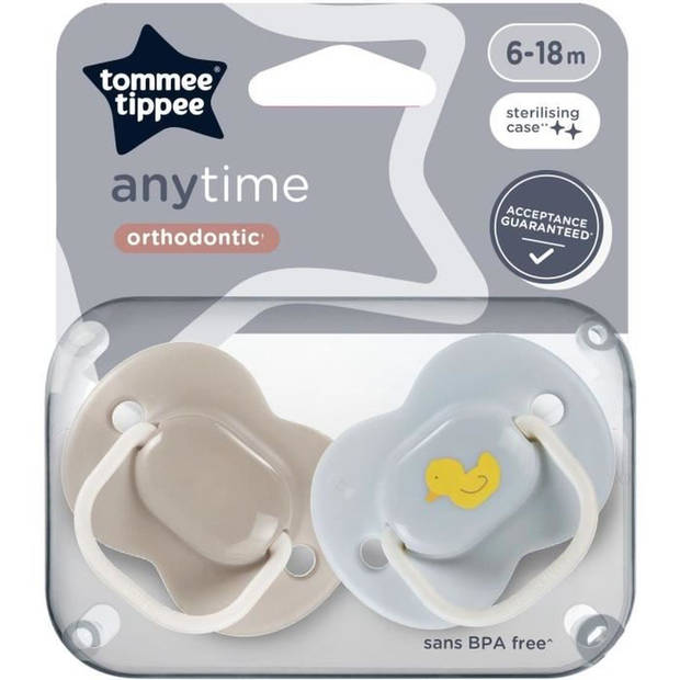 Fopspenen - TOMMEE TIPPEE - ALTIJD - 6-18 maanden - Set van 2 symmetrische BPA-vrije fopspenen - Herbruikbare sterilisat