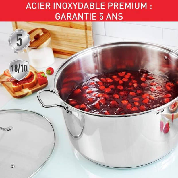 TEFAL Intuition XL Soeppan 28 cm RVS + glazen deksel, Inhoud 8 L, Inductie, 18/10 RVS, Robuuste handgrepen B8646404