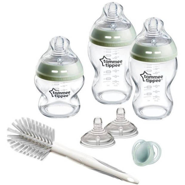 Babyflessendoos - TOMMEE TIPPEE - NATURAL START - Glas - Antikoliek-babyflessen 150 ml / 250 ml - Spenen met medium door