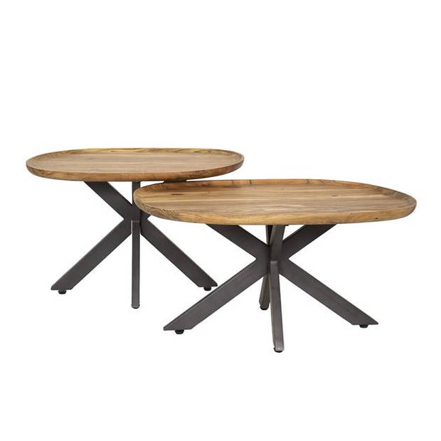 Hoyz Collection - Salontafel Spider - Massief Acacia Naturel - Set van 2