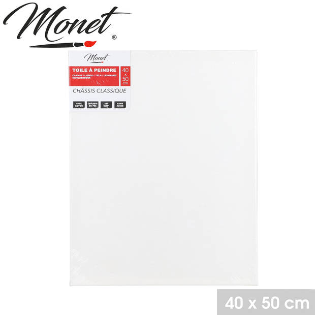 Monet canvas schilderij doek/paneel - 2x - schilderdoeken - wit - 40 x 50 cm - Schildersdoeken