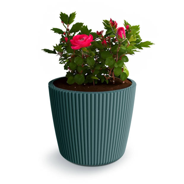 Prosperplast Plantenpot/bloempot Buckingham - kunststof - zeeblauw - D17 x H15 cm - Plantenpotten