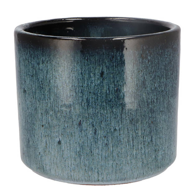 DK Design Bloempot model Blue Glaze - 2x - blauw - D15 x H17 cm - ombre - Plantenpotten