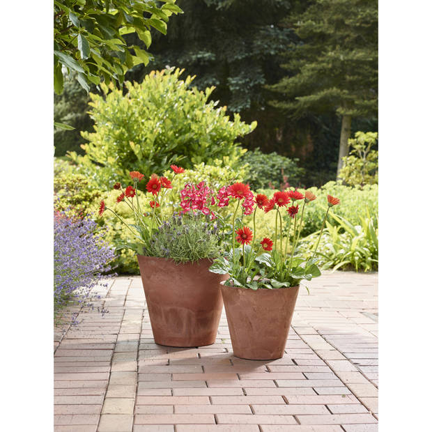 Artstone Bloempot Claire - bruin - D43 x H39 cm - met drainagesysteem - voor binnen en buiten - Plantenpotten