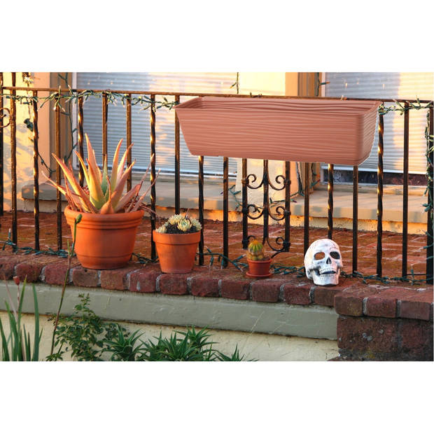 Form Plastic Plantenbak Balustrade - kunststof - terracotta - L60 x B17 x H14 cm - balkonbak - Plantenbakken